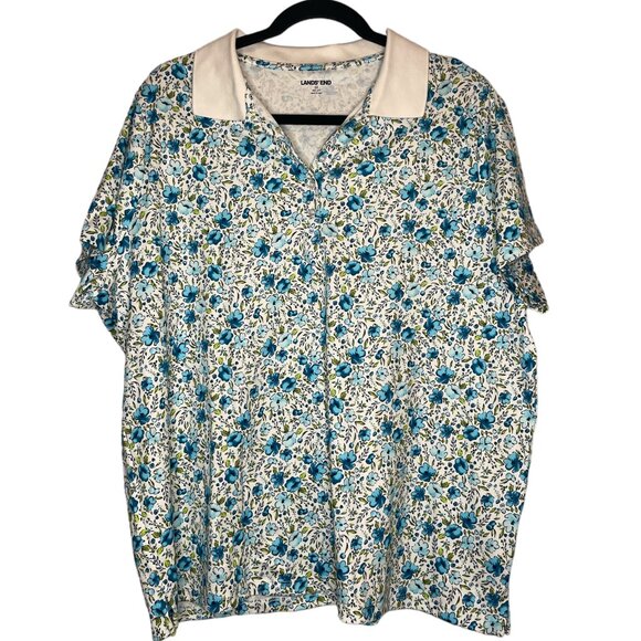 Women's Plus 2x Lands End Floral Polo (028) - Picture 1 of 4